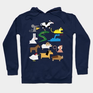 12 Chinese Zodiac Animals Cute Colorful Hoodie